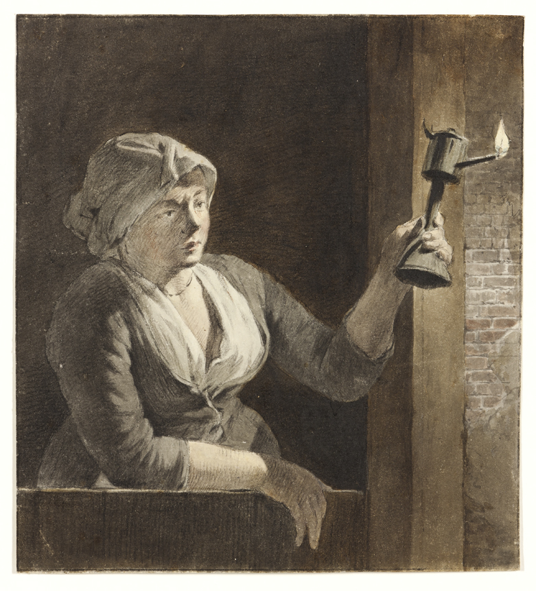 Jonge vrouw met olielamp